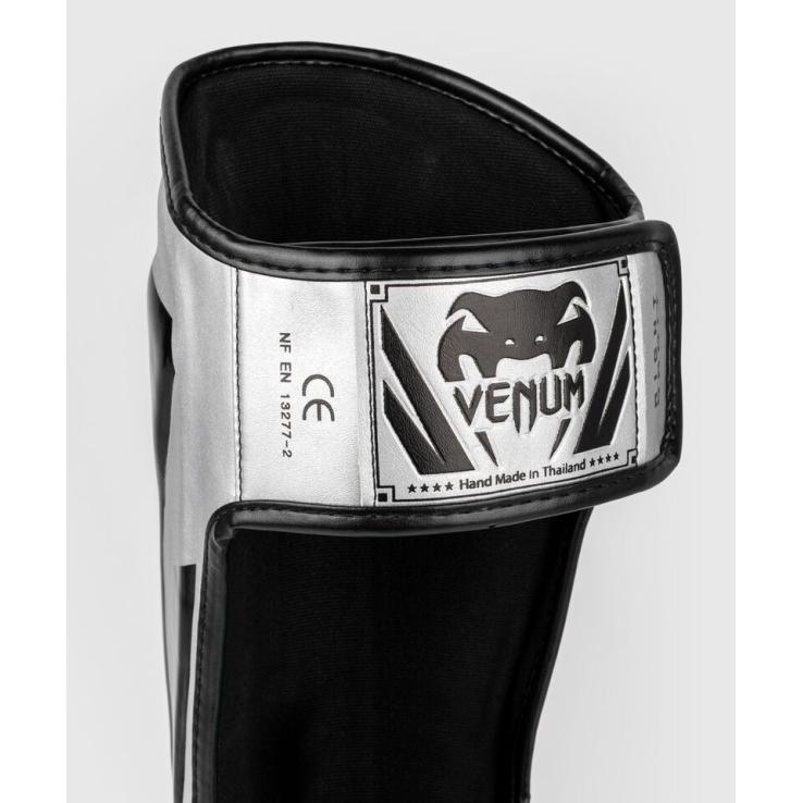 Venum Elite shin guards silver / black
